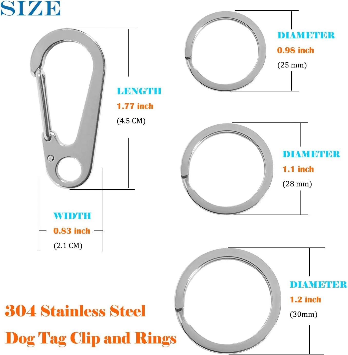 2 Pack Dog Tag Clips Durable Dog ID Tag,304 Stainless Steel Quick Clip and Rings,Easy Change Pet ID Tag Holder for Dog Cat Collars and Harnesses