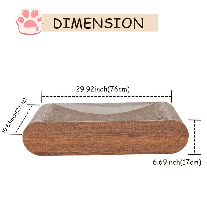 30" Brown Bone-Shaped Cat Scratcher Cardboard Lounge Bed with Recyclable Scratching Pad