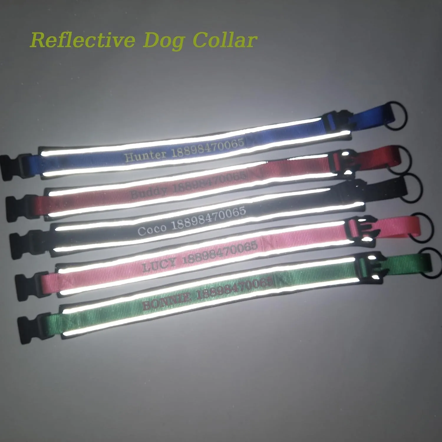 Adjustable Reflective Personalized Thick Dog Collar 1.6 Inch 4 CM Wide with Quick Release Buckle Soft Neoprene Padded Custom Embroidered Pet Name Phone Number for Boy Girl Small Medium Large Dogs