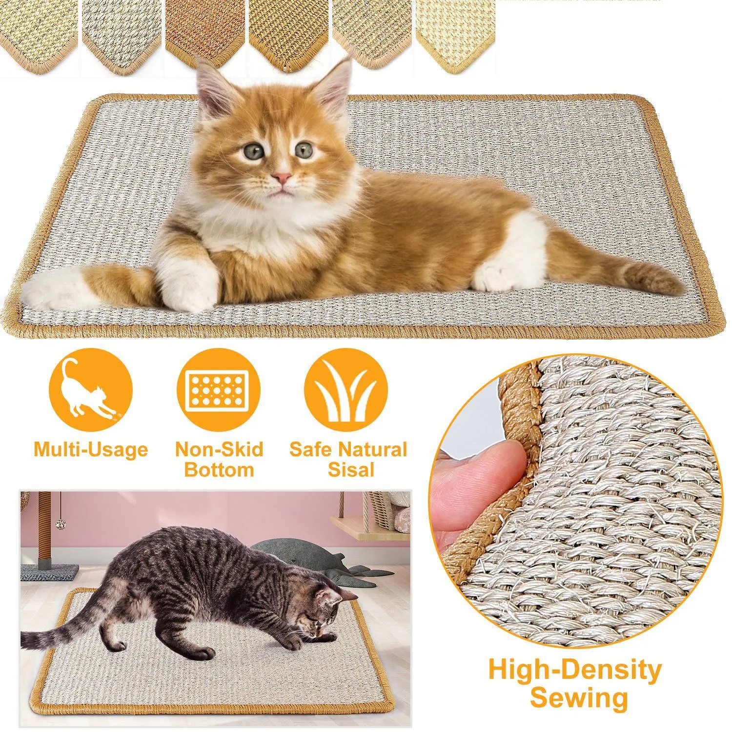 Anti-Slip Mat Horizontal Cat Floor Scratching Pad Rug