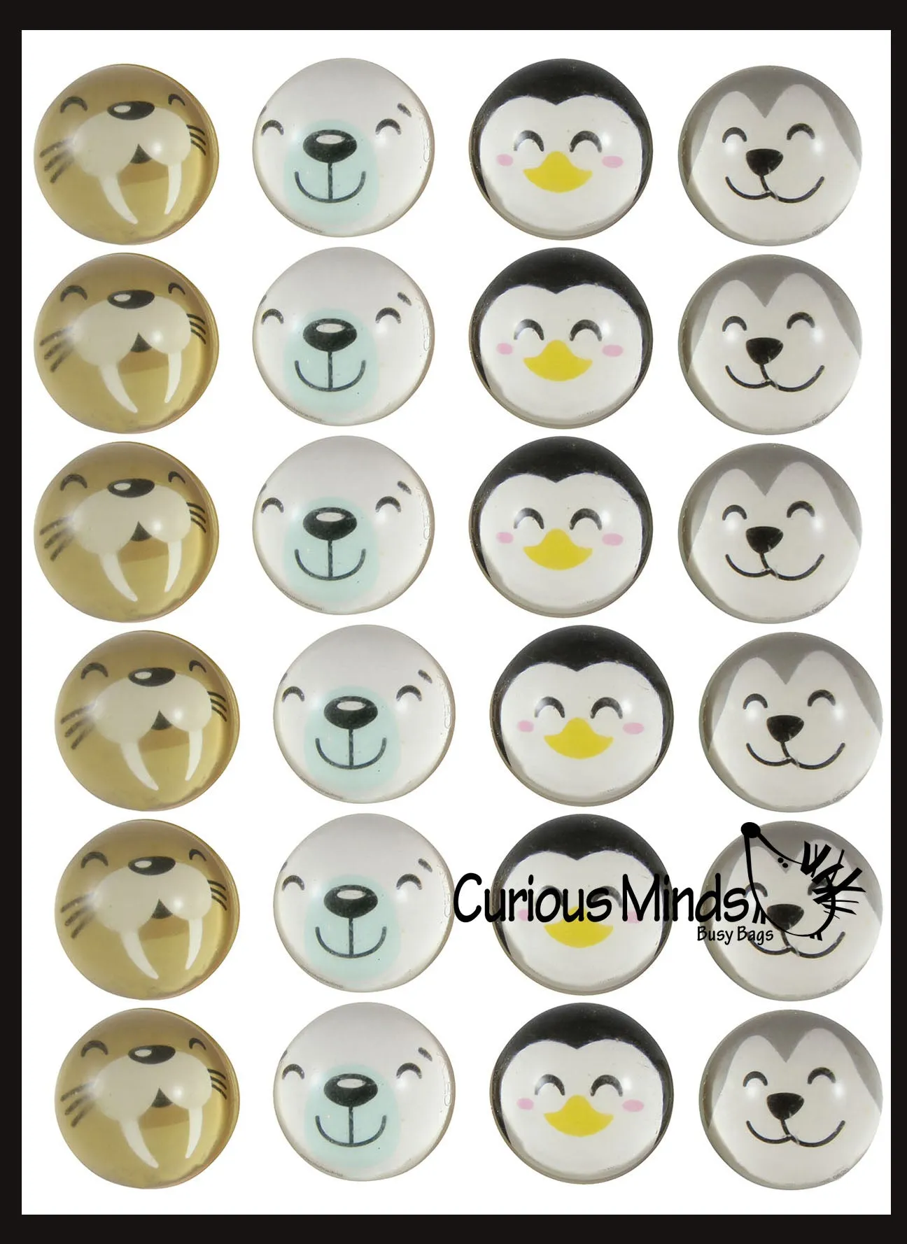 Arctic Animal Winter Themed Bouncy Balls - Cold Snow Christmas Bouncing Ball Party Favor Novelty Toy