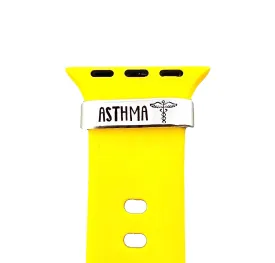 Asthma Medical Alert Watch Charm, Hand Stamped Tags for Smartwatch, Made of Lightweight Aluminum, Charm Only - Band Not Included