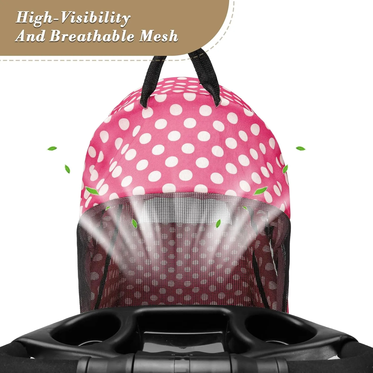 Athena collection Pet Stroller for Small/Medium Dogs and Cats,3 in 1 Foldable Dog Stroller with Removable Carrier up to 33lbs(Hot Pink Polka Dots)