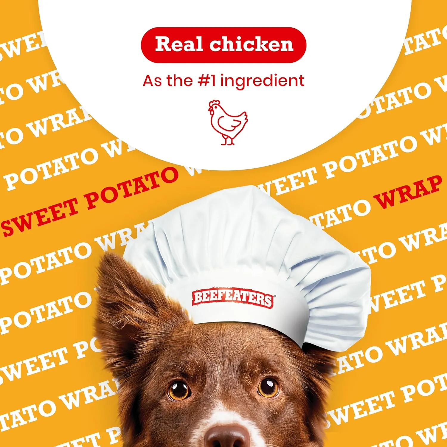 Beefeaters Sweet Potato Wrap with Chicken 40oz  Dog Treat. No Corn, Wheat, Soy or Gluten, Low Fat, Whole Muscle Jerky, Ideal for Training & Snacks