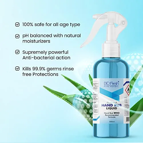 Biofresh Liquid Hand Sanitizer Spray for Germ Protection Alcohol Based Hand Sanitizer very effective on Disinfectant Floor Cleaning with the goodness of Aloe-Vera(500mlx3)