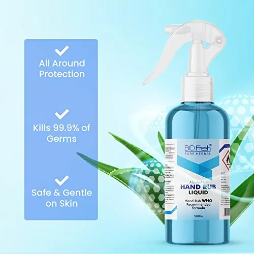 Biofresh Liquid Hand Sanitizer Spray for Germ Protection Alcohol Based Hand Sanitizer very effective on Disinfectant Floor Cleaning with the goodness of Aloe-Vera(500mlx3)