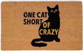 BIRDROCK HOME One Cat Short of Crazy Doormat - Funny Welcome Mat for Front Door, Porch, Entry, House, Garage, Backdoor - Indoor Outdoor Rug, Floor Mat for Home, Patio, Exterior - 18 x 30 Inch