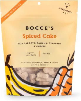 Bocce's Bakery All-Natural, Small Batch, Organic Dog Treats, Spiced Cake Biscuits, Wheat-Free, Limited-Ingredient, Made in The USA with 100% Recyclable Packaging, 12 oz Bag