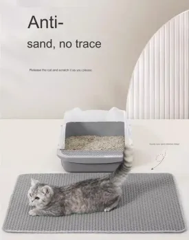 Cat Litter Mat, 60x45cm Large Honeycomb Double Layer Cat Litter Trapping Mat, Non-Slip Waterproof Urine Proof Cat Litter Box Mat, Kitten Supplies and Essentials
