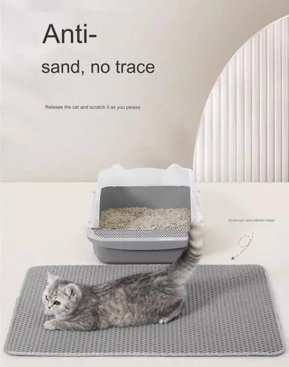Cat Litter Mat, 60x45cm Large Honeycomb Double Layer Cat Litter Trapping Mat, Non-Slip Waterproof Urine Proof Cat Litter Box Mat, Kitten Supplies and Essentials