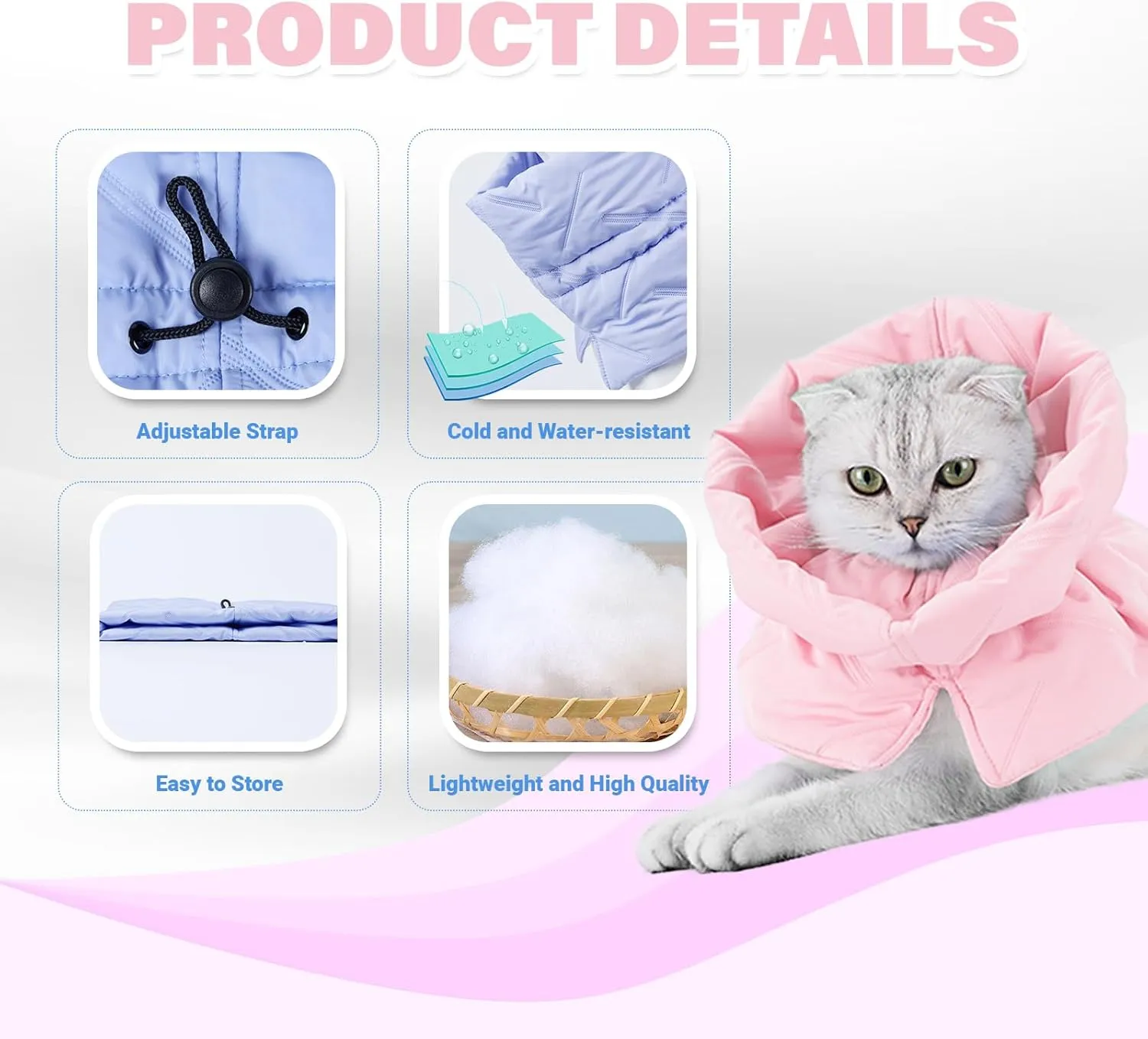 Cat Recovery Collar, Soft Adjustable Cone for Cats and Kittens, Lightweight Waterproof Elizabethan Collar for After-Surgery Care, Prevent Licking and Scratching, Neck Protector for PetsPink,S