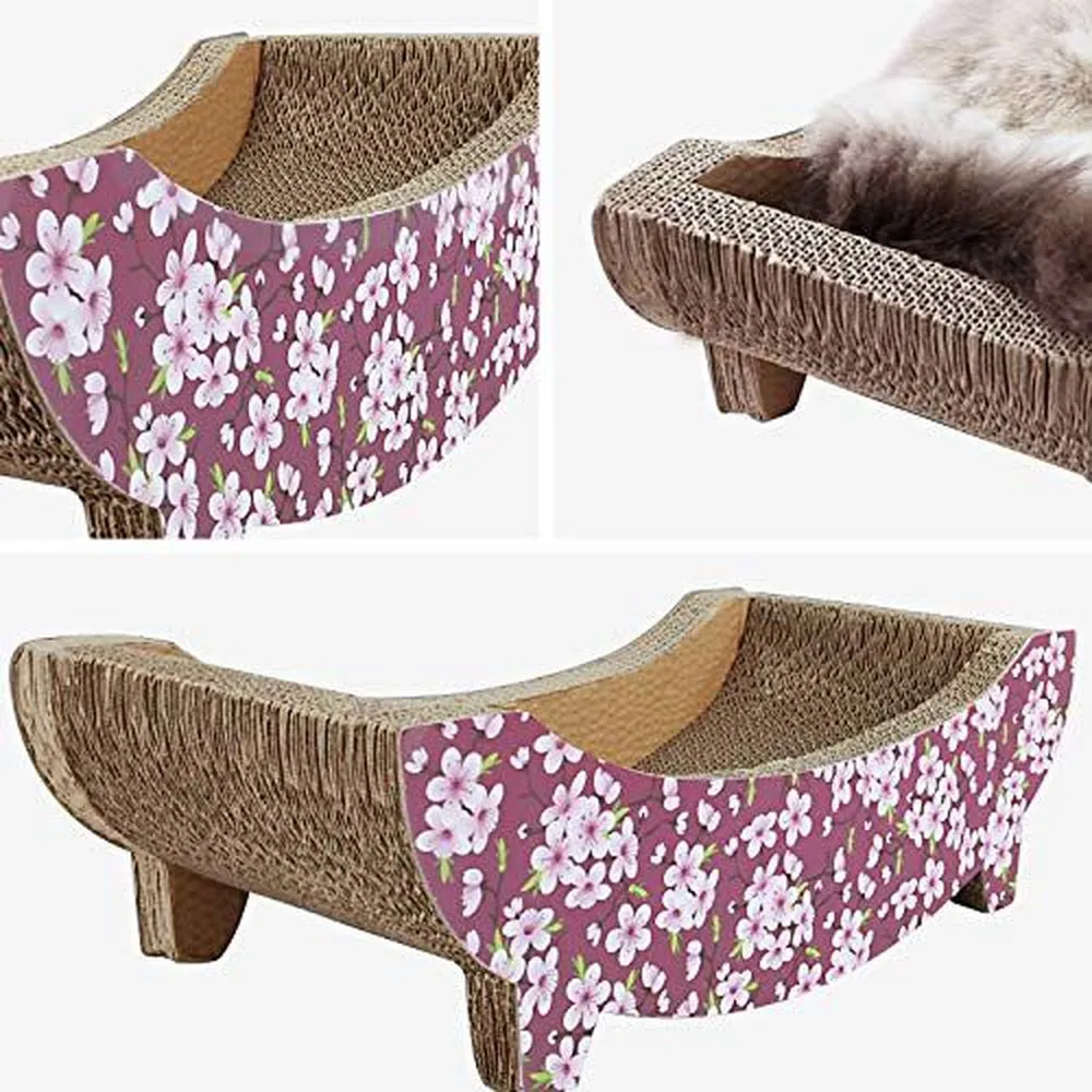 Cat Scratching Post Lounge Bed Boat Shape Cat Scratcher Cardboard