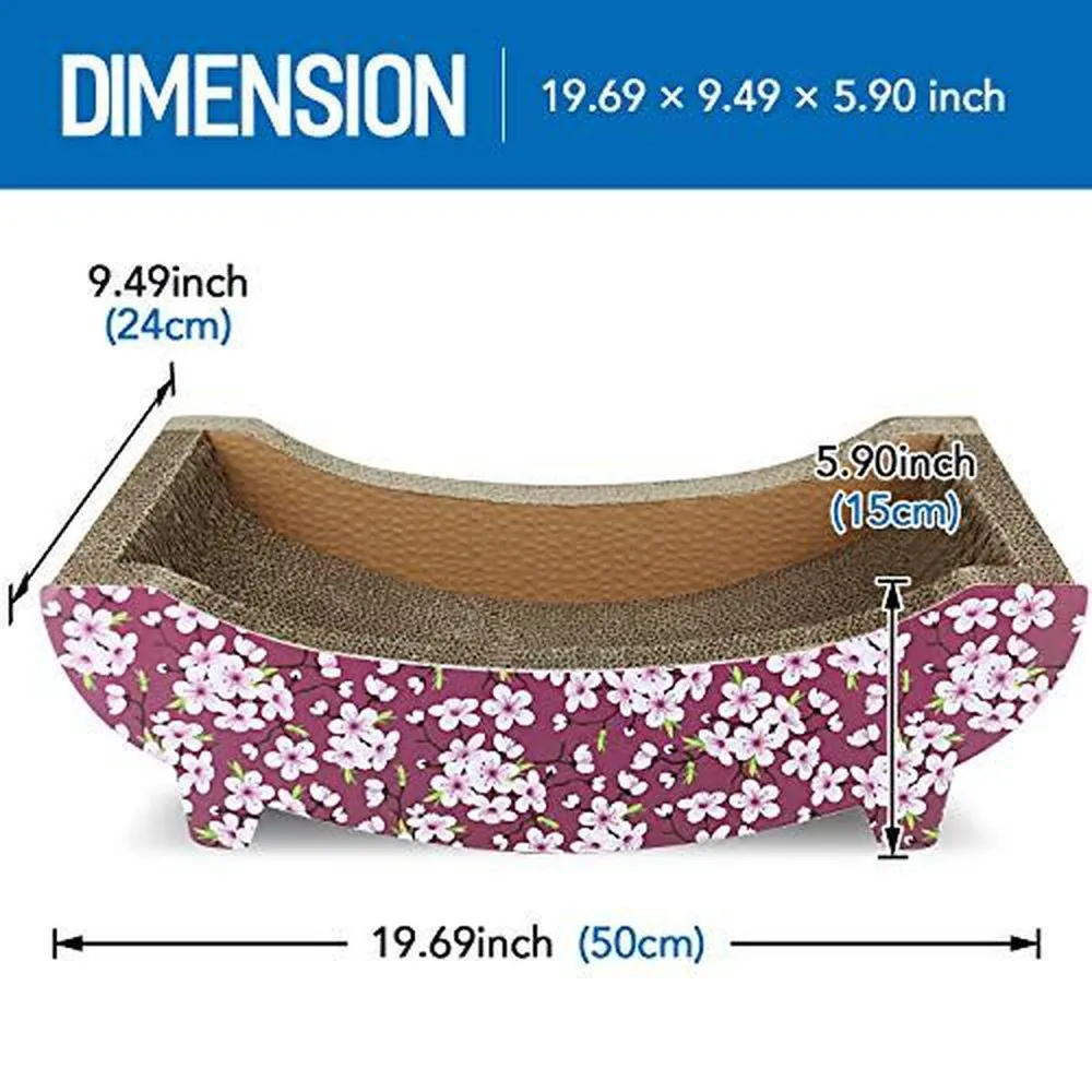 Cat Scratching Post Lounge Bed Boat Shape Cat Scratcher Cardboard