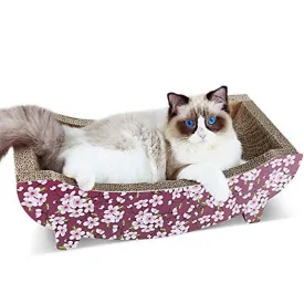 Cat Scratching Post Lounge Bed Boat Shape Cat Scratcher Cardboard