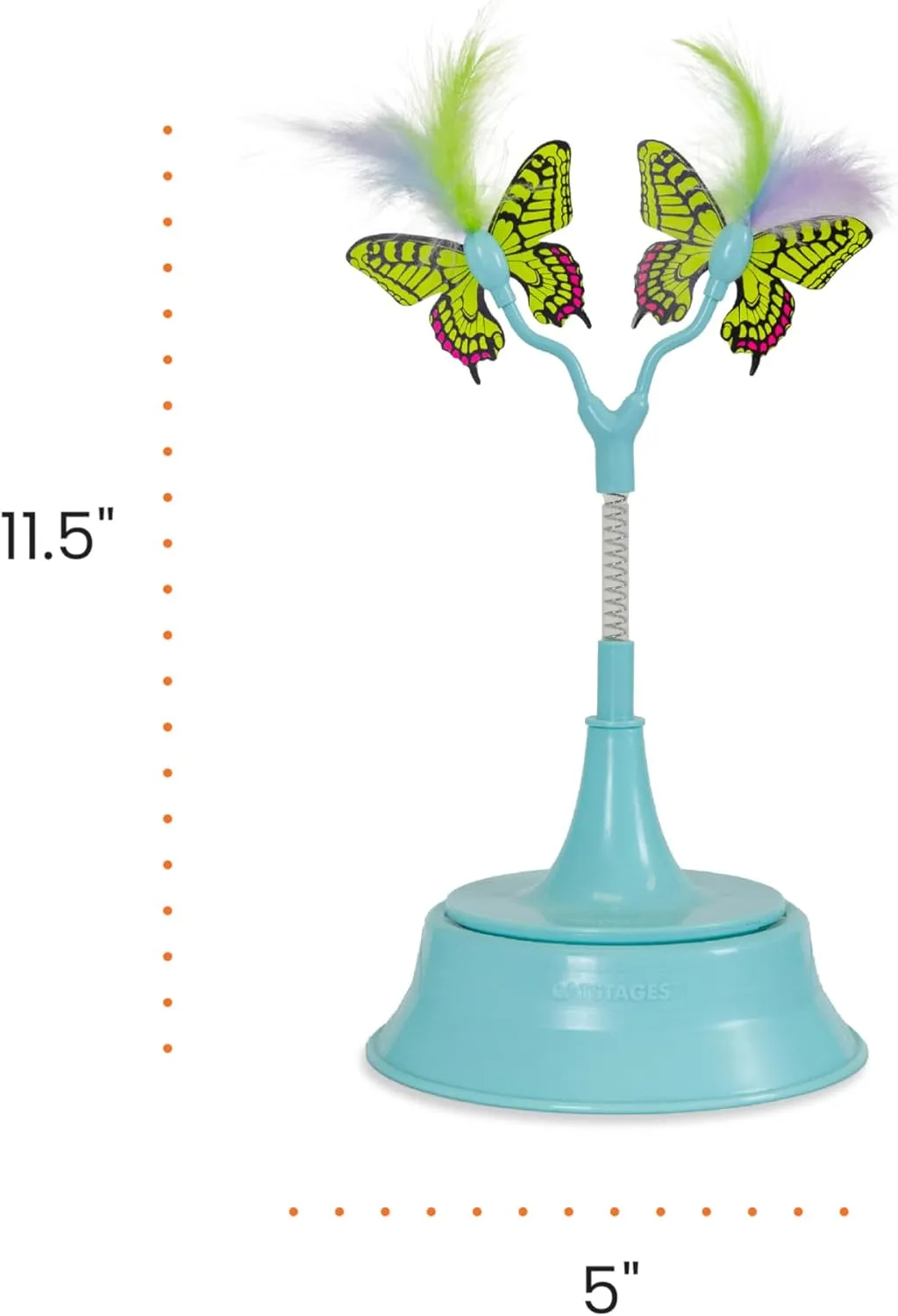 Catstages 2-in-1 Bouncy Flutter Bug Spring Cat Toy  Interactive Standalone or Ball Track Add-On, Blue