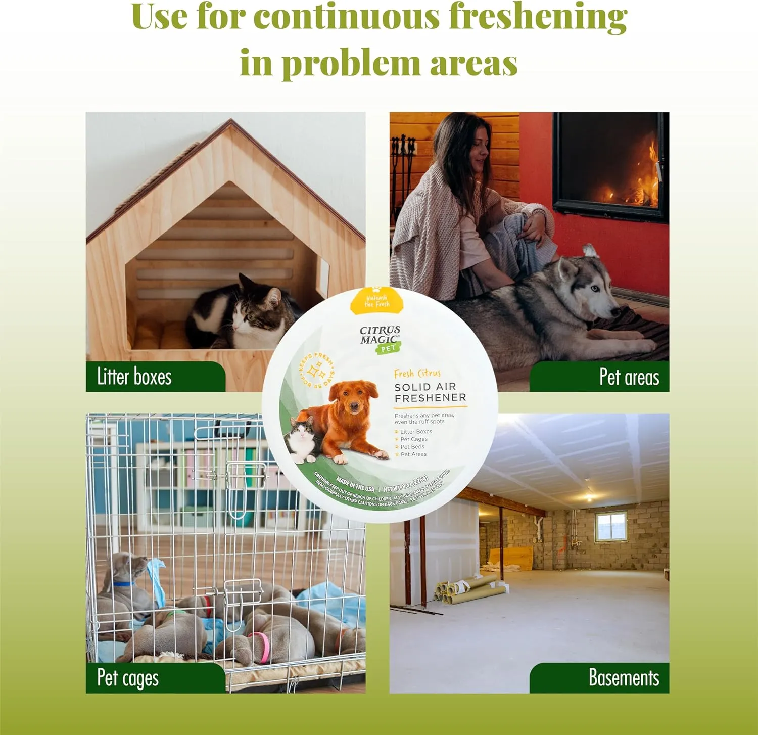 Citrus Magic Pet Odor Eliminator Solid Air Freshener, Fresh Citrus, 8-Ounce, Pack of 1