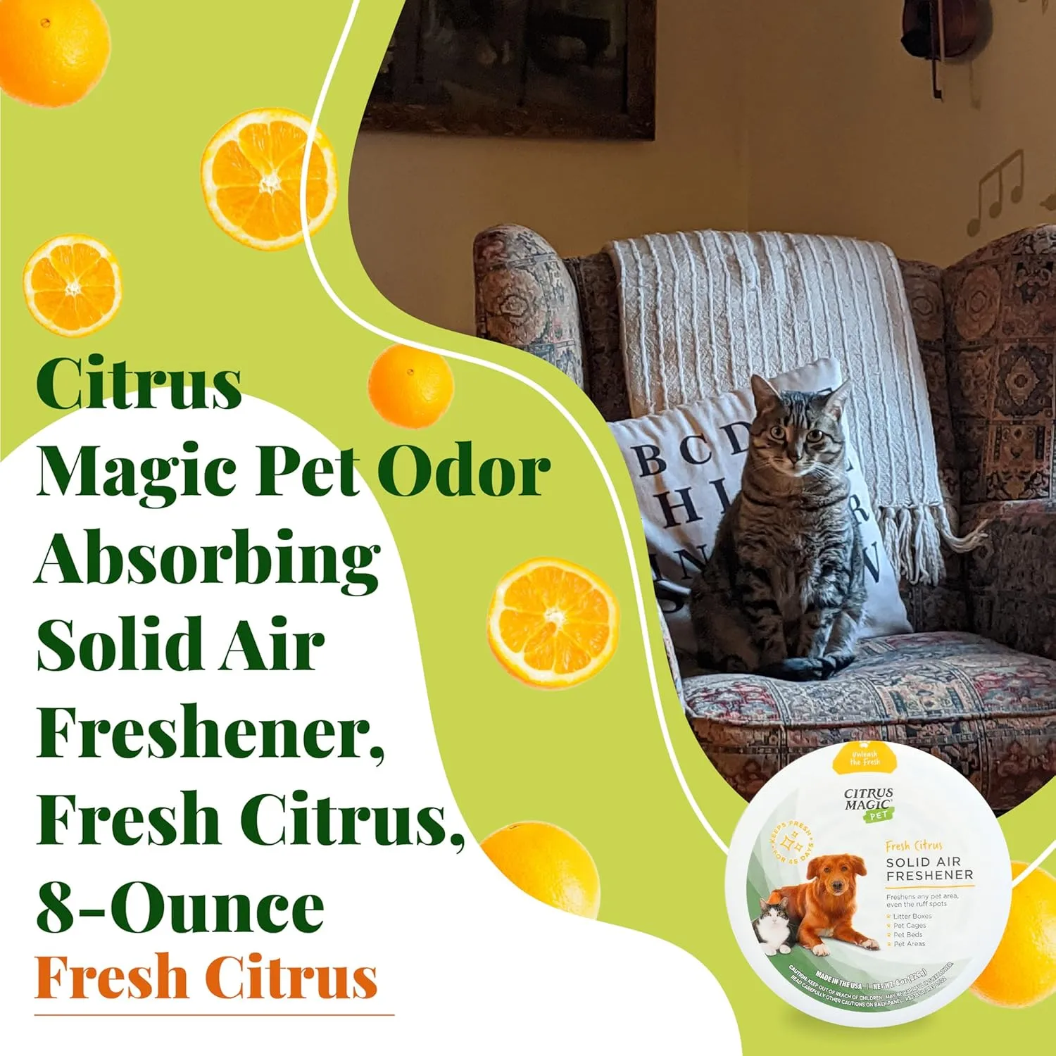 Citrus Magic Pet Odor Eliminator Solid Air Freshener, Fresh Citrus, 8-Ounce, Pack of 1