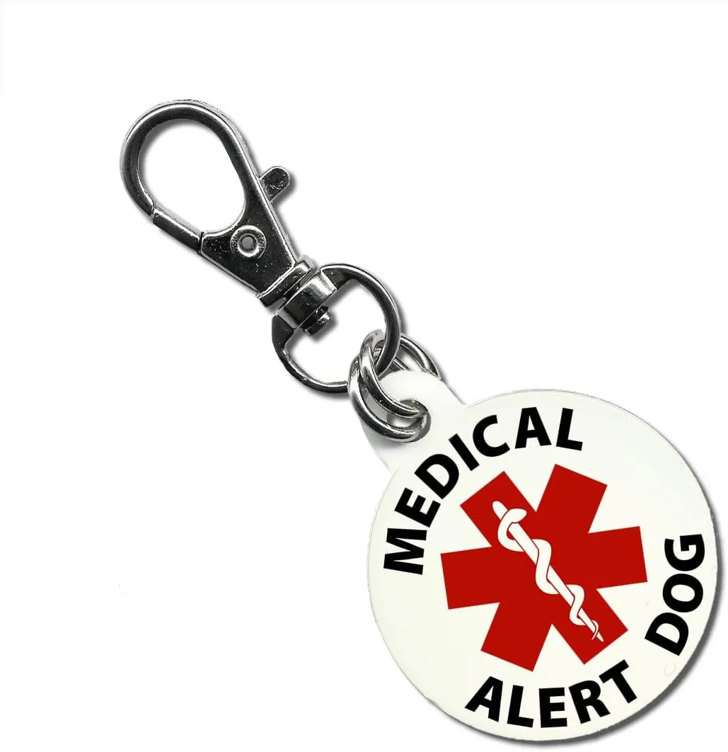 Creative Clam Service Dog Medical Alert 1.25 Inch Aluminum Dog Tag