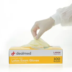 Dealmed Medical Exam Gloves 100 Count, Cream Color, Large Latex Exam Gloves, Disposable, Professional Grade, Multi-Purpose Use for First Aid Kit and Medical Facilities