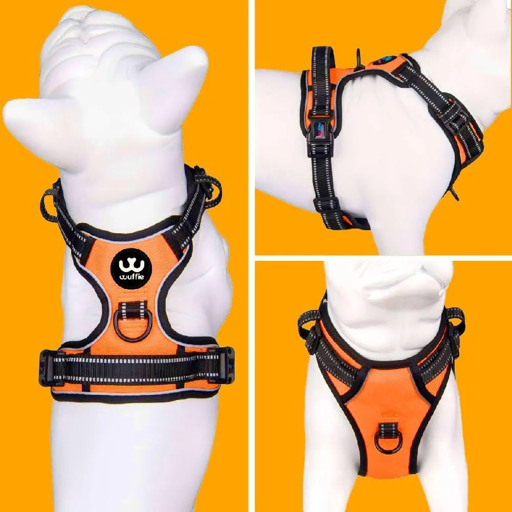 Dog Harness, Adjustable Soft Padded Dog Vest with Handle Adjustable, no-Pull, Comfortable, Safety Vest for Small, Medium, Large Size Dogs (Orange, Medium)