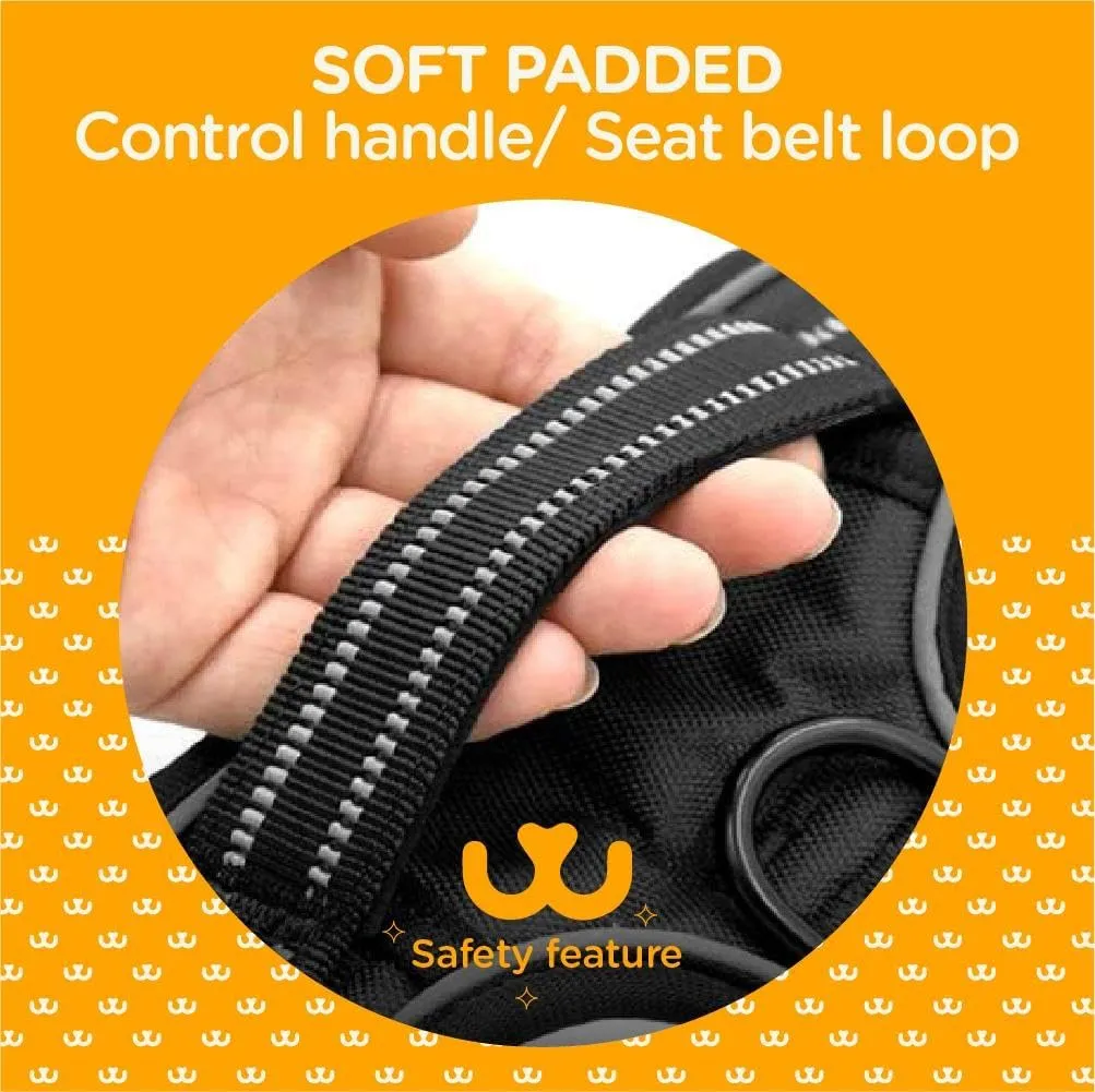 Dog Harness, Adjustable Soft Padded Dog Vest with Handle Adjustable, no-Pull, Comfortable, Safety Vest for Small, Medium, Large Size Dogs (Orange, Medium)