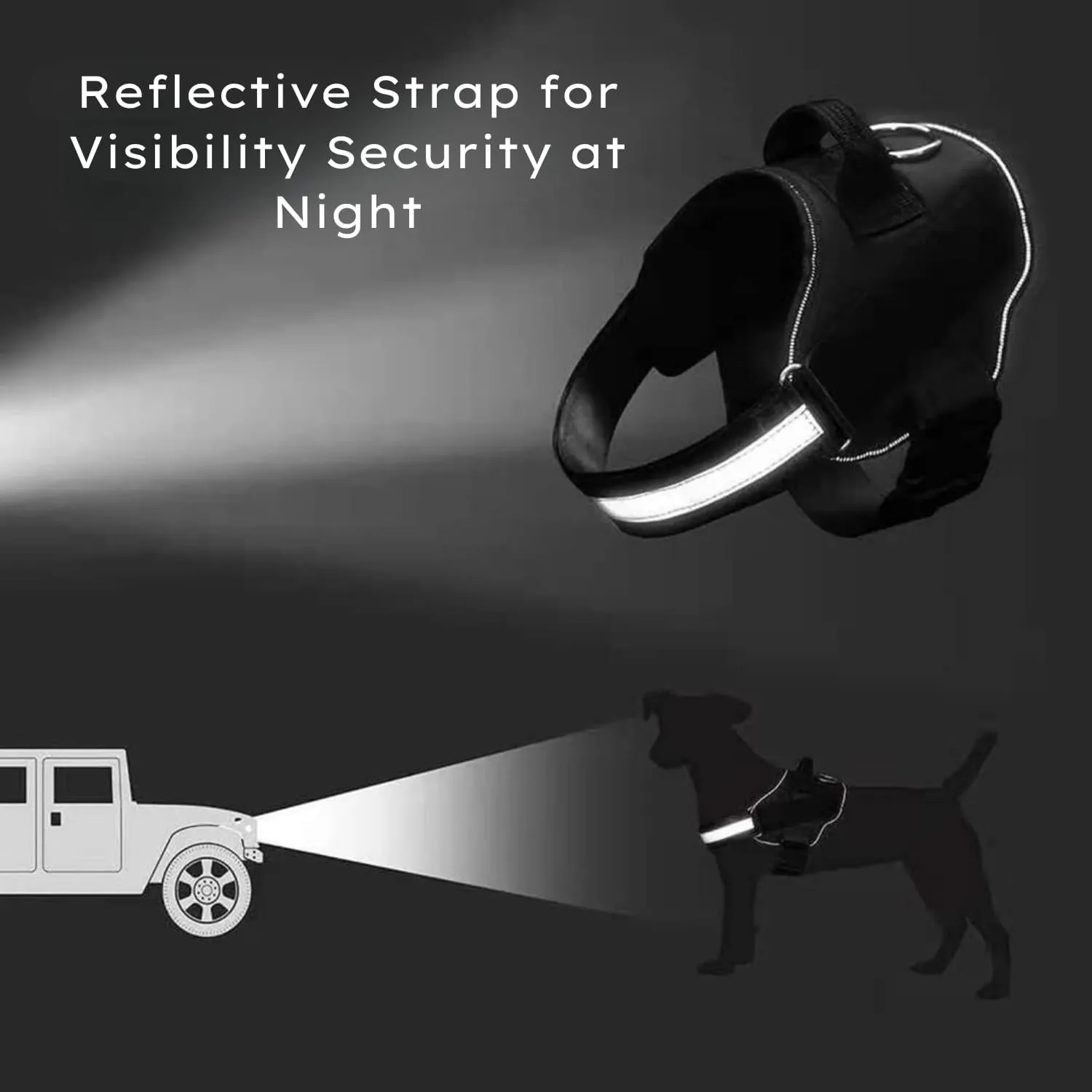 Dog Harness, No-Pull, 3 Leash Clips, No Choke, Reflective, Adjustable and Padded, for Easy Walking and Training for Small, Medium and Large Dogs (Black, L)