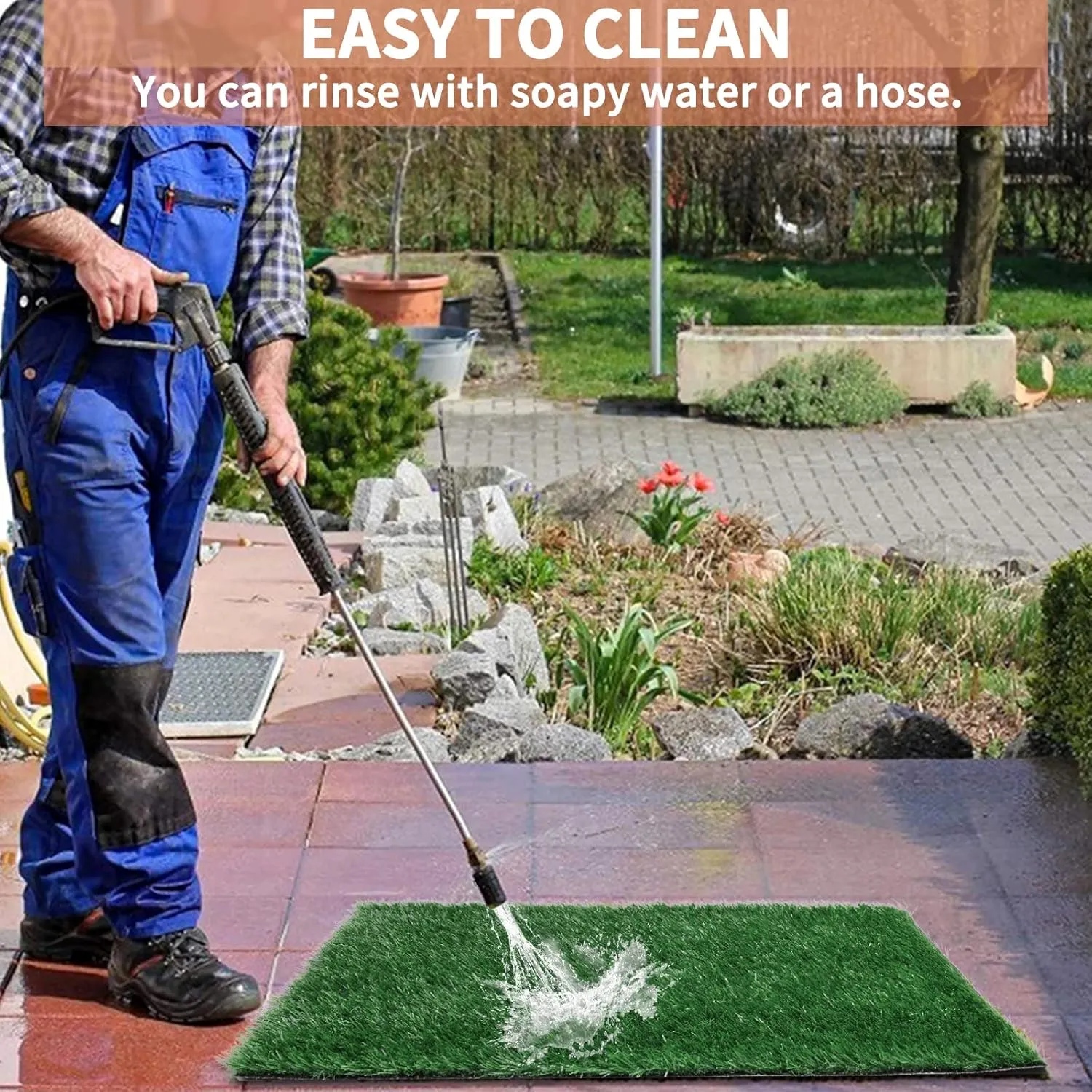 Dog Pee Grass Pet Loo Indoor/Outdoor Portable Potty, Washable Professional Artificial Grass Patch Mat Rug Turf for Pet Training with Drainage Hole & Easy to Clean(Replacement Grass, 27.6"x43.7")
