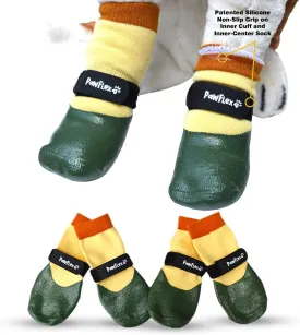 Double Dipped Waterproof Dog Socks Comfy Pawz Soft Indoor/Outdoor Dog Booties with Rubberized Bottom| Non-Slip Silicone Grip at Inner Cuff for No Twisting or Sliding Off| Adjustable Strap