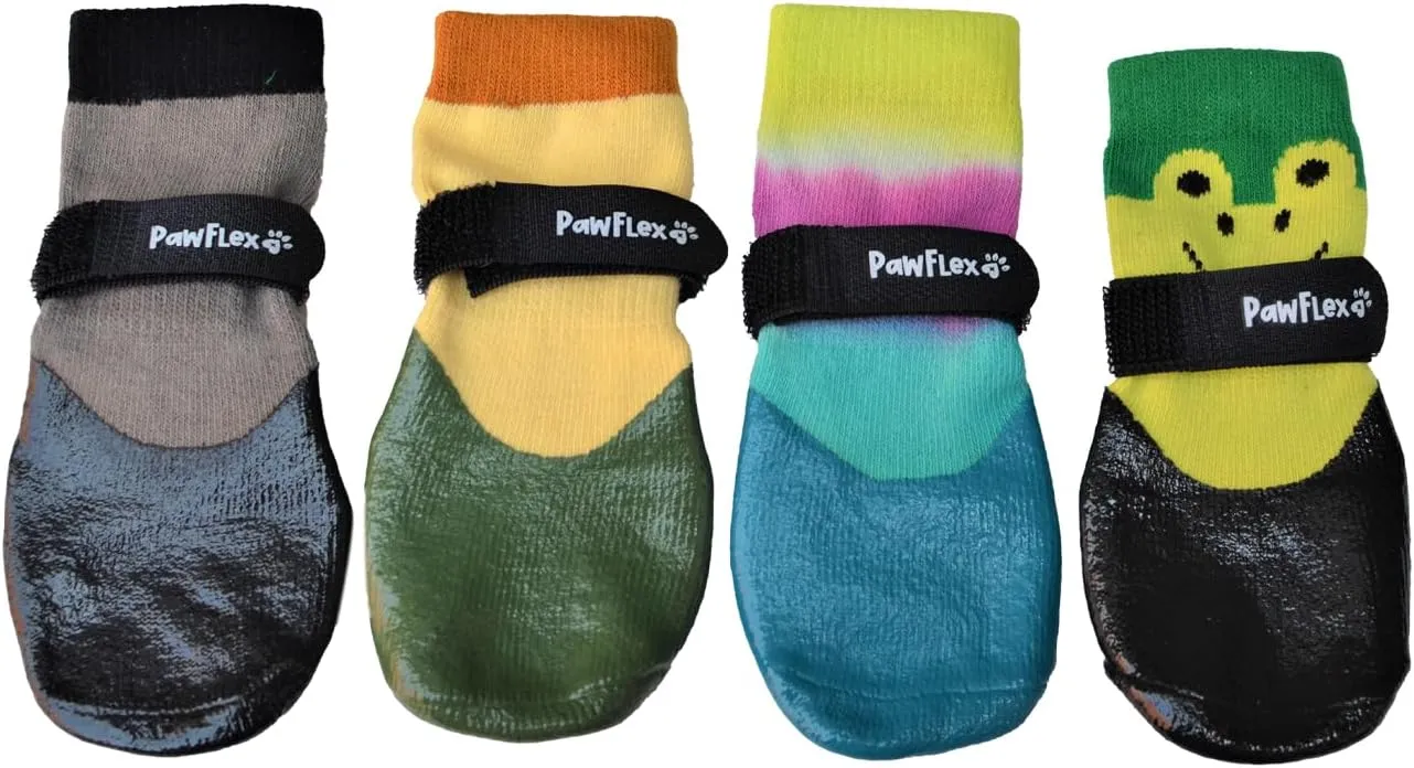 Double Dipped Waterproof Dog Socks Comfy Pawz Soft Indoor/Outdoor Dog Booties with Rubberized Bottom| Non-Slip Silicone Grip at Inner Cuff for No Twisting or Sliding Off| Adjustable Strap