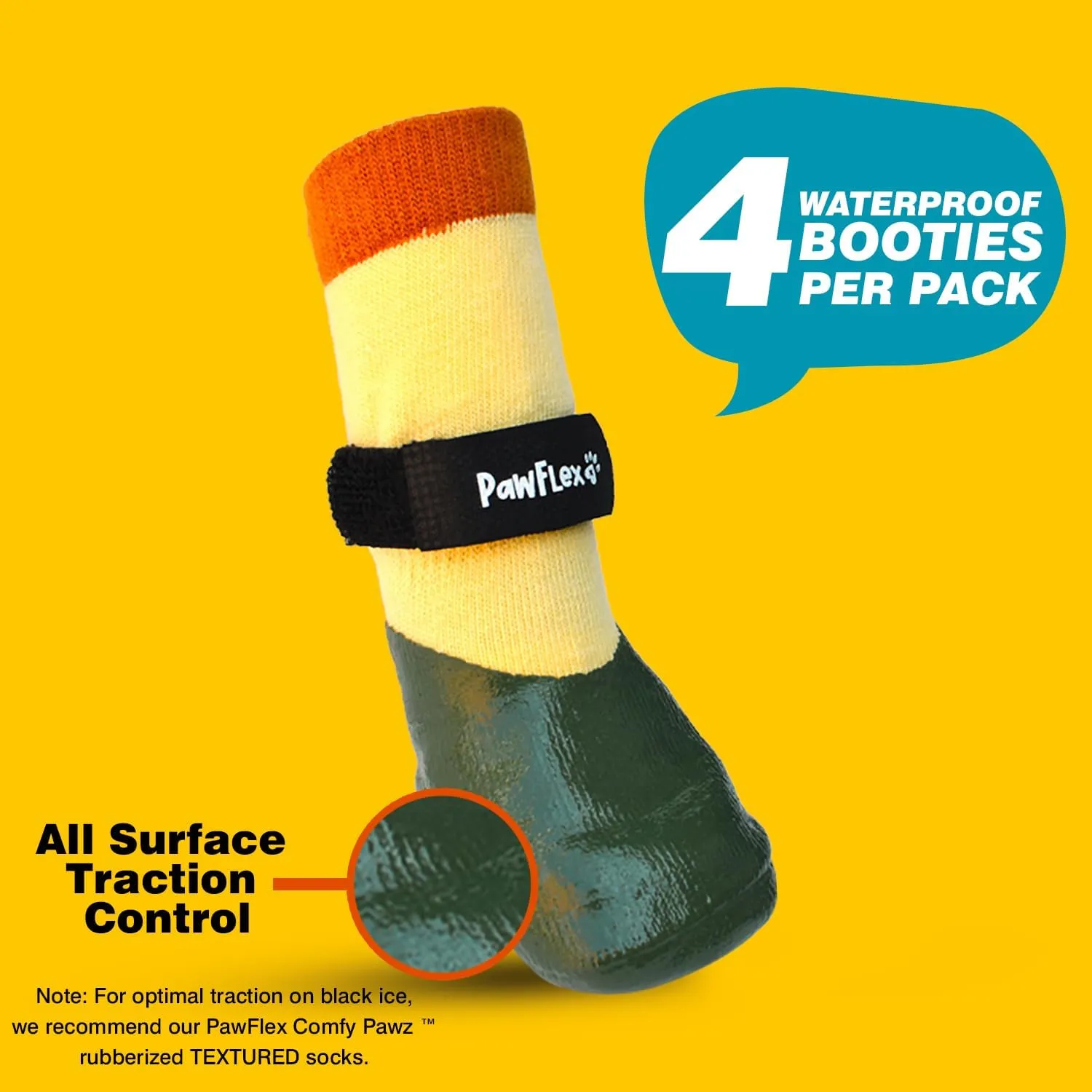 Double Dipped Waterproof Dog Socks Comfy Pawz Soft Indoor/Outdoor Dog Booties with Rubberized Bottom| Non-Slip Silicone Grip at Inner Cuff for No Twisting or Sliding Off| Adjustable Strap