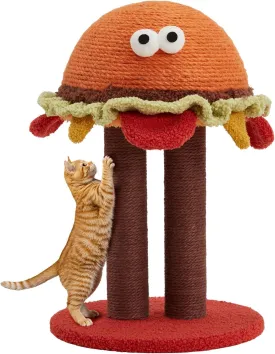 Erinnyees Cat Scratching Post, Hamburger Shape Cute Small Cat Scratcher for Indoor Cats with Sisal Rope, Fun & Functional Furniture Protector for Kittens