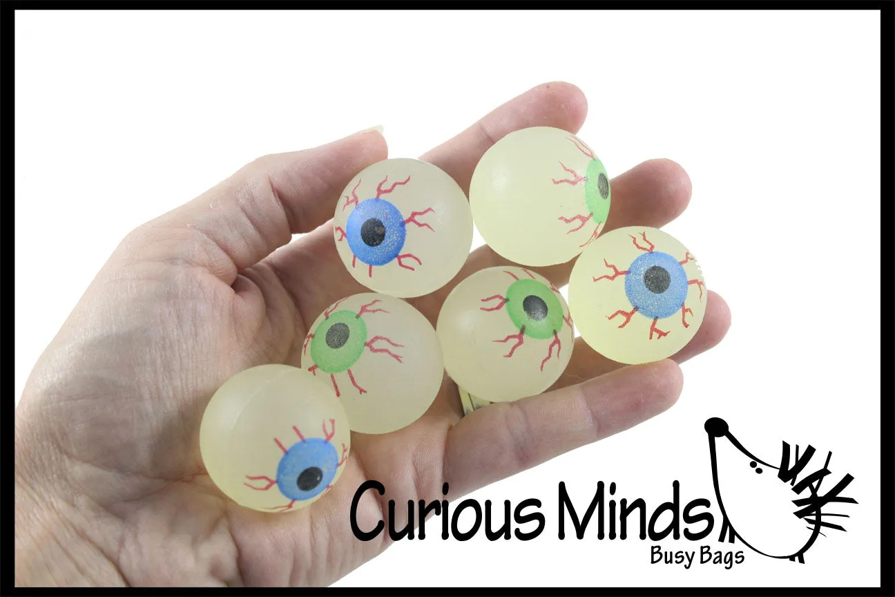 Eye Glow in The Dark Super Bouncy Balls - Spooky Eyeball Novelty Party Favor Toy Halloween, ophthalmologist, Optometry Anatomy