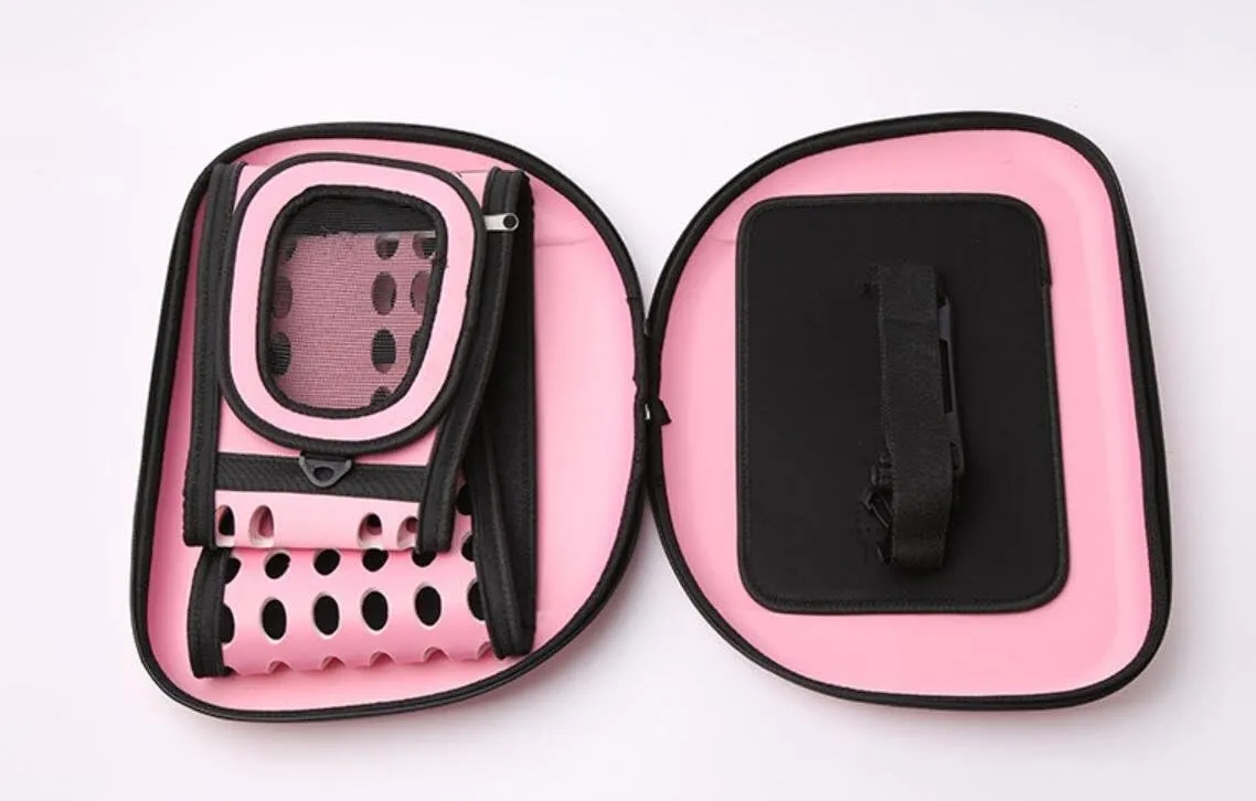 Foldable Pet Dog Cat Carrier Cage Collapsible Travel Kennel - Portable Pet Carrier Outdoor Shoulder Bag for Puppy Dog Cat Small Medium Large Animal (M, Pink)