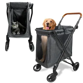 Folding Pet Stroller Dog Stroller for Small/Medium Dogs, Cat 4 Wheels