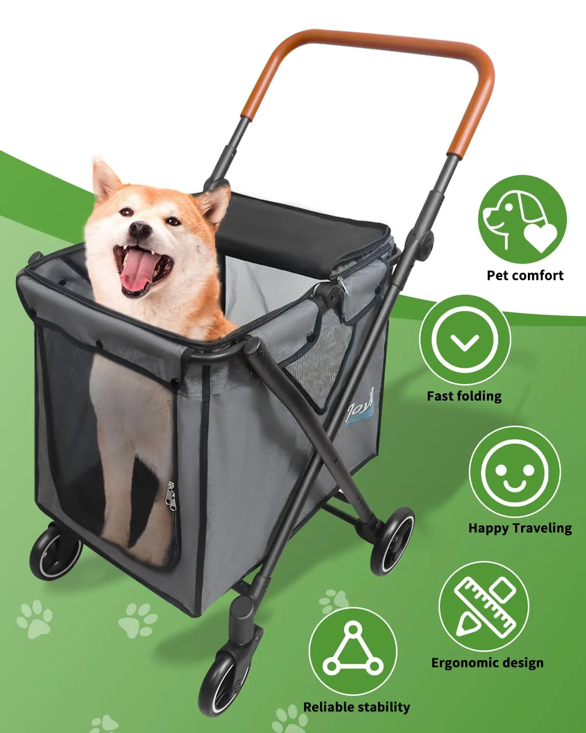 Folding Pet Stroller Dog Stroller for Small/Medium Dogs, Cat 4 Wheels