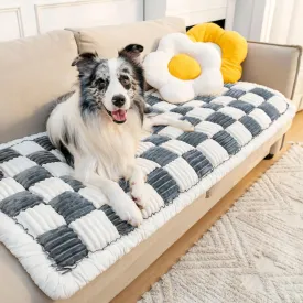 FUNNY FUZZY Pet Couch Covers for Sofa, Couch Covers for Dogs Washable Dog Couch Cover Protector Cream-Colored Furniture Sofa Covers for Dog Handmade Pure Cotton Pet Bed Mat (Grayish Blue, 23.6"63")