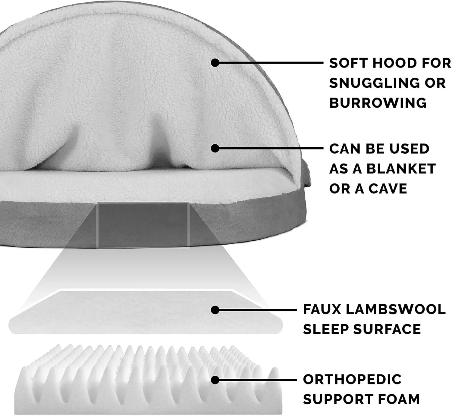 Furhaven 44" Round Orthopedic Dog Bed for Large Dogs w/ Removable Washable Cover, For Dogs Up to 80 lbs - Sherpa & Suede Snuggery - Gray, 44-inch