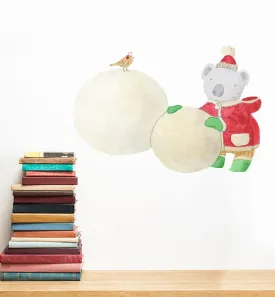 GADGETSWRAP Christmas Koala Making Snowball Wall Sticker for Home Office Wall Decoration Vinyl Decal Sticker