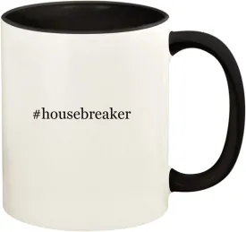 #housebreaker - 11oz Hashtag Ceramic Colored Handle and Inside Coffee Mug Cup, Black