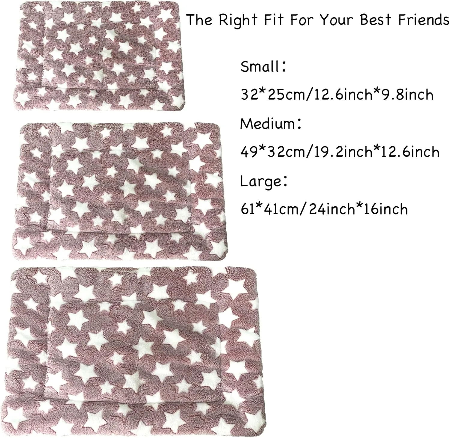 iMaylex Soft Pad Dog Bed Mat, Thicken Warm, Star Pattern, Reversible, Fluffy Pet Dog Sleeping Mattress, Cameo Brown, Large