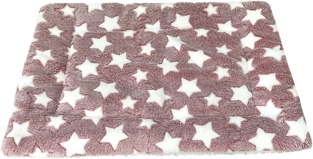 iMaylex Soft Pad Dog Bed Mat, Thicken Warm, Star Pattern, Reversible, Fluffy Pet Dog Sleeping Mattress, Cameo Brown, Large