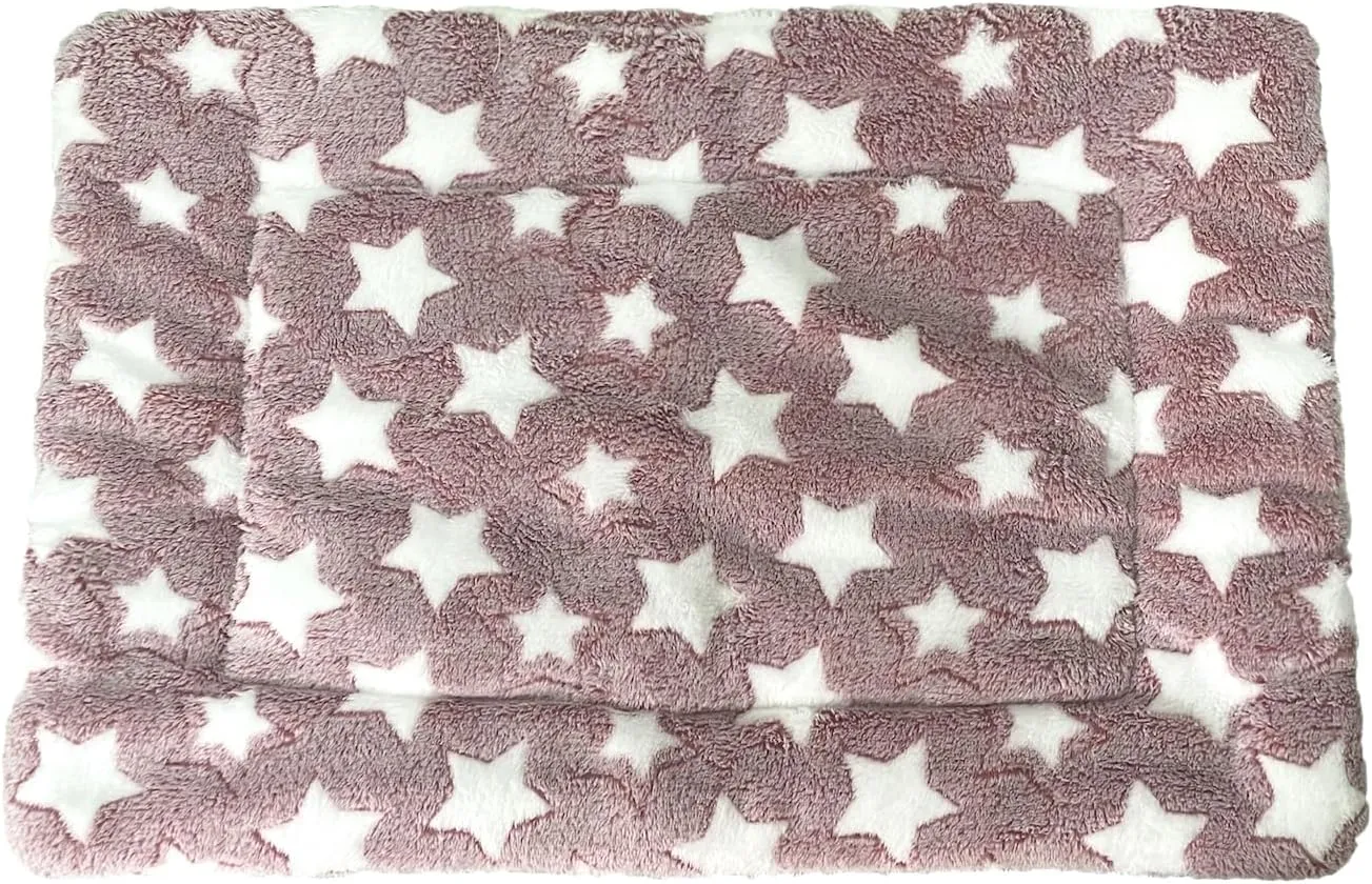 iMaylex Soft Pad Dog Bed Mat, Thicken Warm, Star Pattern, Reversible, Fluffy Pet Dog Sleeping Mattress, Cameo Brown, Large