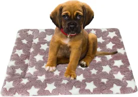 iMaylex Soft Pad Dog Bed Mat, Thicken Warm, Star Pattern, Reversible, Fluffy Pet Dog Sleeping Mattress, Cameo Brown, Large