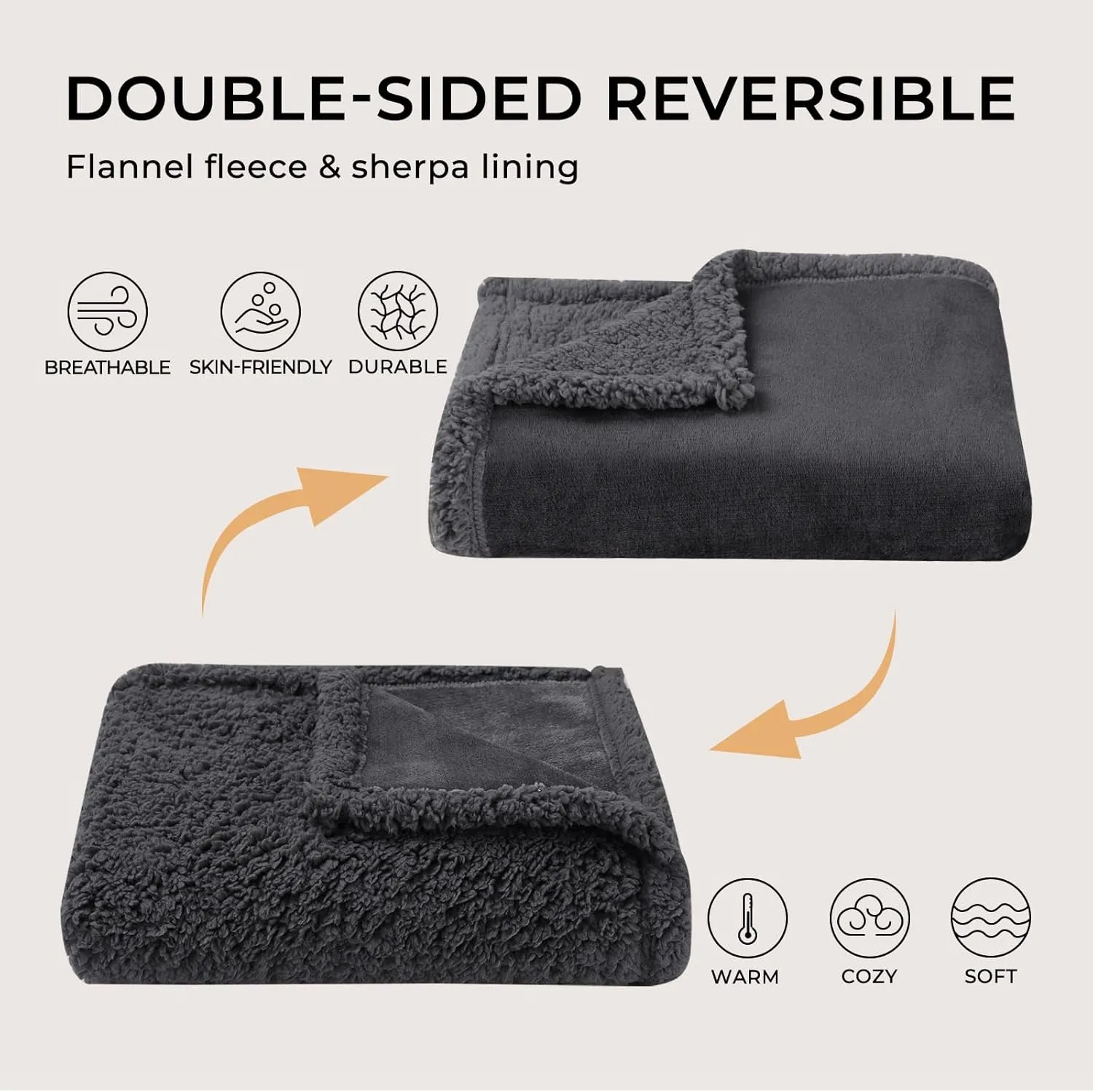 Luciphia Waterproof Blanket for Large Dogs Liquid Proof Furniture Protector Washable Pet Reversible Bed Cover for Couch Soft Sherpa Fleece Cat Blanket for Small Medium Light Grey X-Large85" x 57"