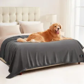 Luciphia Waterproof Blanket for Large Dogs Liquid Proof Furniture Protector Washable Pet Reversible Bed Cover for Couch Soft Sherpa Fleece Cat Blanket for Small Medium Light Grey X-Large85" x 57"