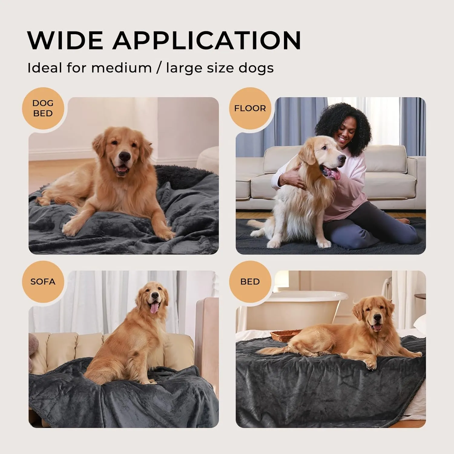Luciphia Waterproof Blanket for Large Dogs Liquid Proof Furniture Protector Washable Pet Reversible Bed Cover for Couch Soft Sherpa Fleece Cat Blanket for Small Medium Light Grey X-Large85" x 57"