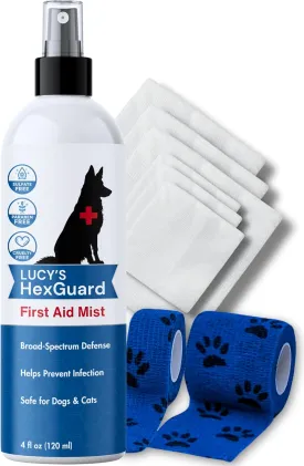 Lucy's HexGuard First Aid Mist  Relief for Minor Wounds, Cuts, Rashes, Insect Bites & Burns | Includes Free Bandages & Gauze | Safe for Sensitive Skin | 4oz