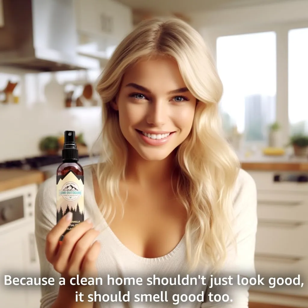 Lumi Outdoors Natural Air Freshener - Lemon Vanilla - Essential Oil Odor Eliminating Room Spray