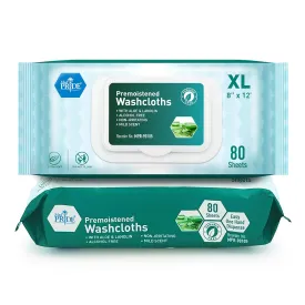 MED PRIDE Disposable XL Premoistened Washcloths 8 x 12 Pack of 80 - Adult Cloth Wipes For Sensitive Skin- Extra Soft Incontinence Wipes