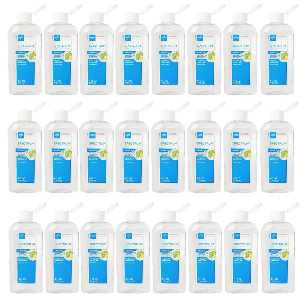 Medline Spectrum Advanced Gel Hand Sanitizer, with Aloe & Vitamin E, 4 oz (1 Count or 24 Count)